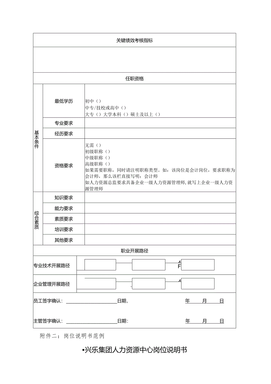 岗位说明书模板与范例.docx_第3页