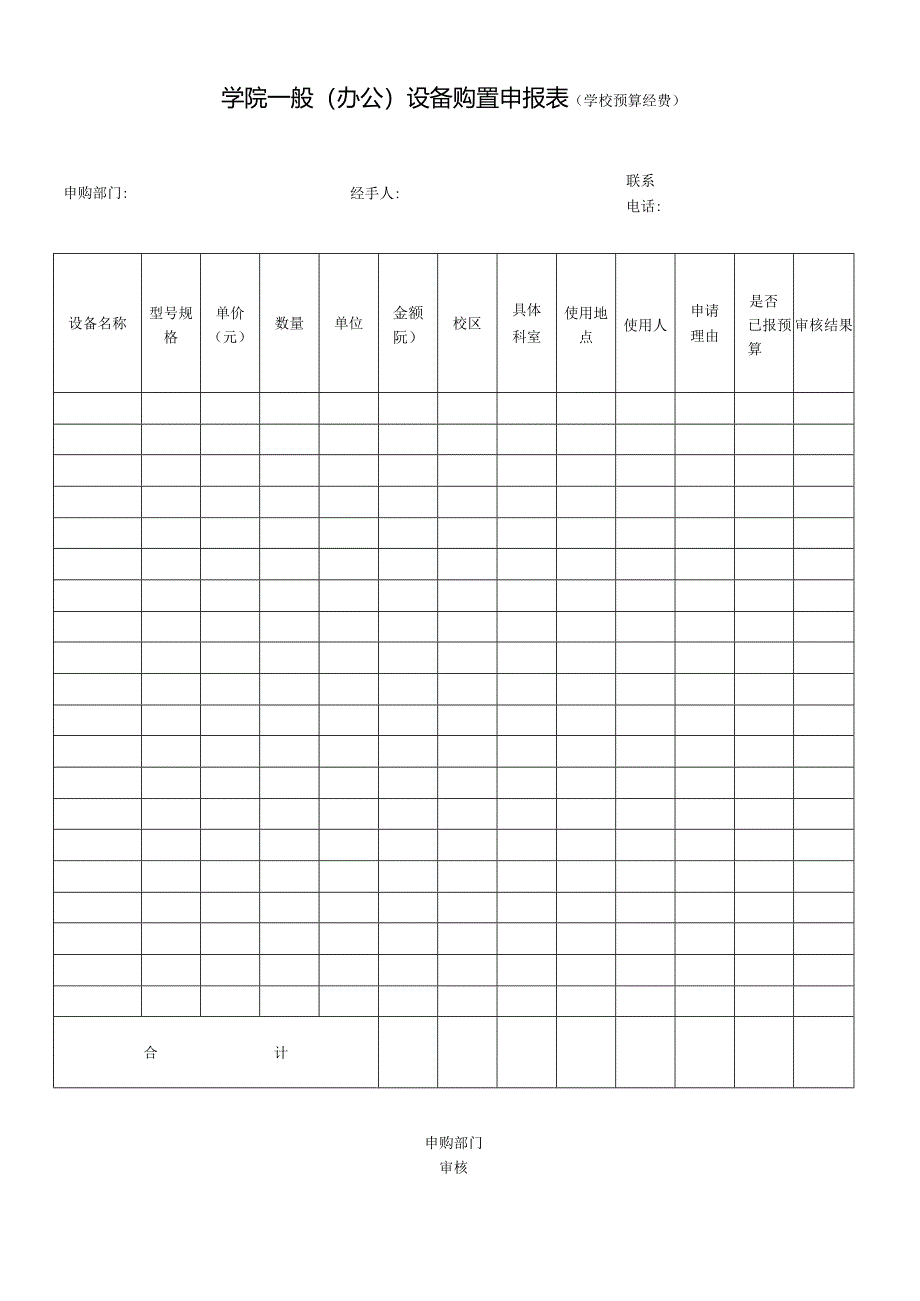 学院一般（办公）设备购置申报表(学校预算经费).docx_第1页