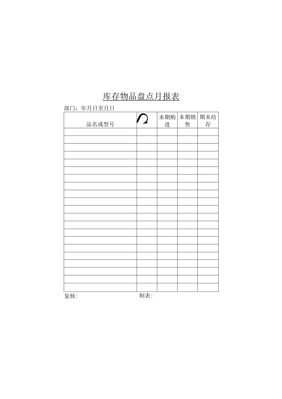 库存物品盘点月报表.docx_第1页