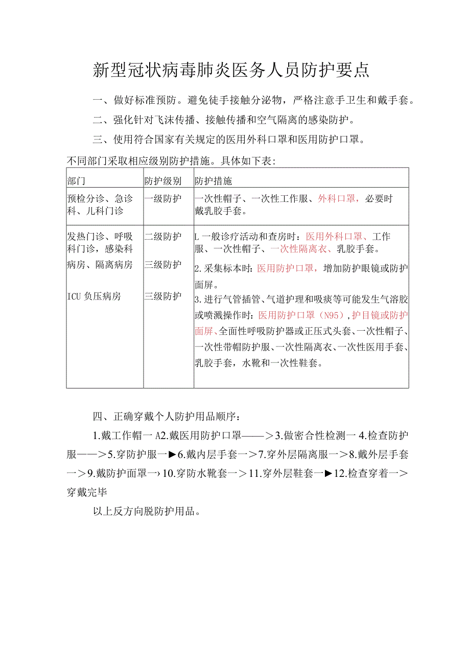 新型冠状病毒肺炎医务人员防护要点.docx_第1页