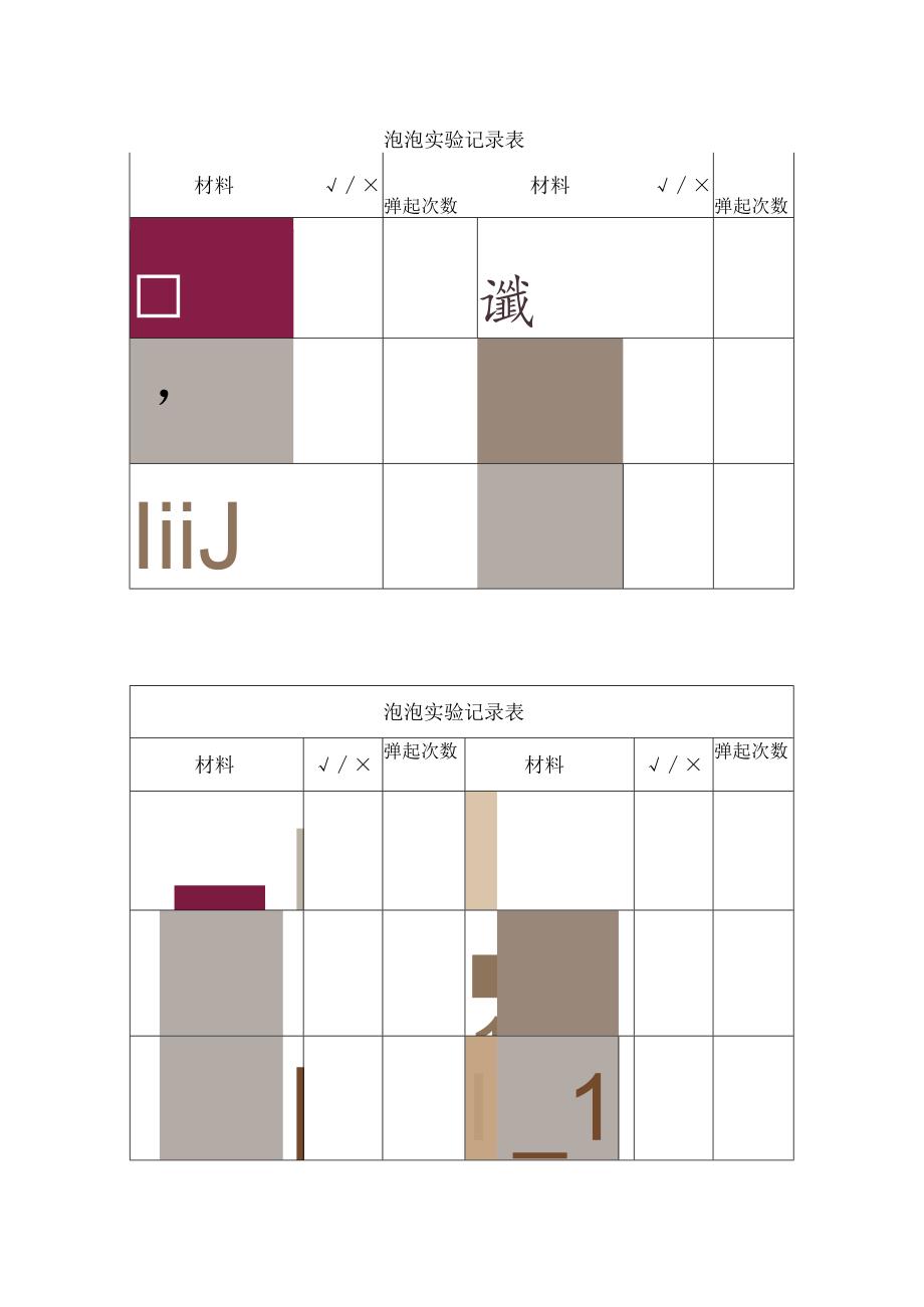 幼儿园：不会破的泡泡实验记录表.docx_第1页