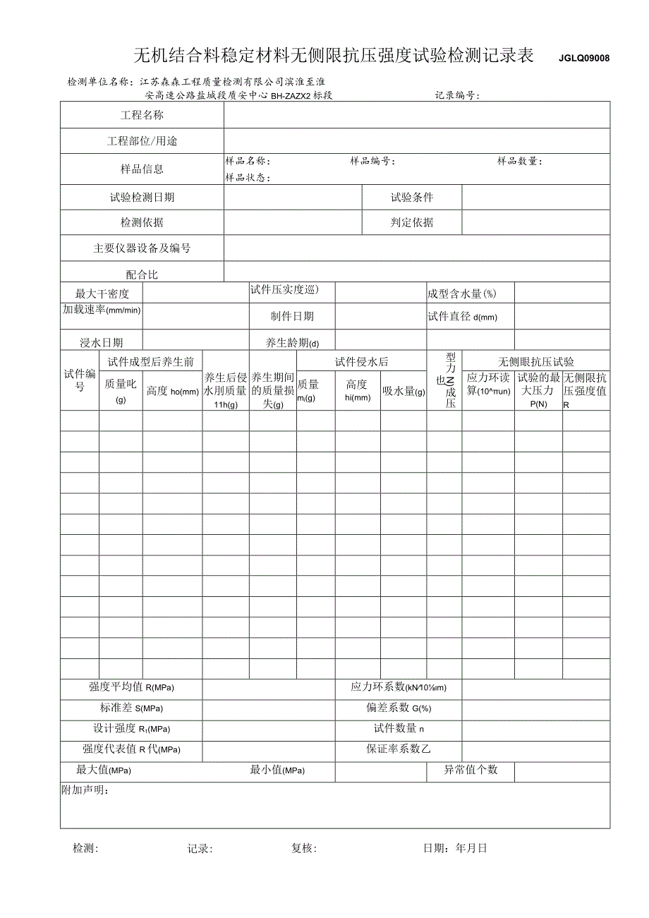 08无机结合料稳定材料无侧限抗压强度试验记录表.docx_第1页