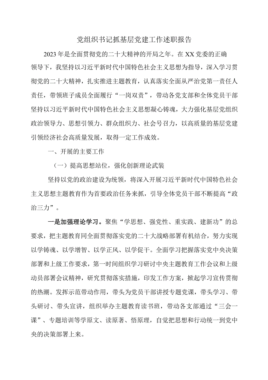 党组织书记抓基层党建工作述职报告.docx_第1页