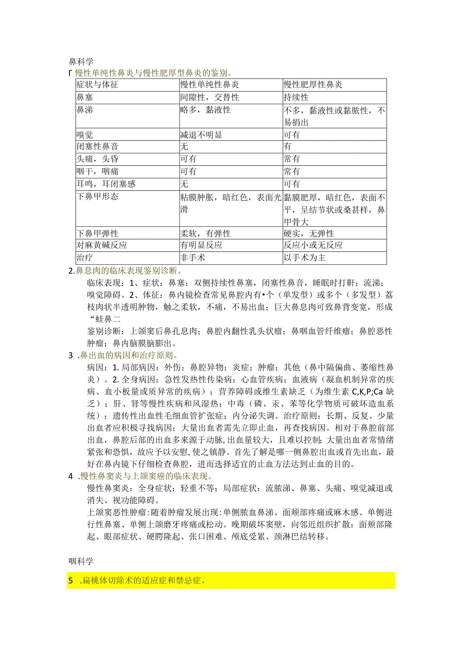 医学类学习资料：耳鼻咽喉头颈外科学简答题.docx_第1页