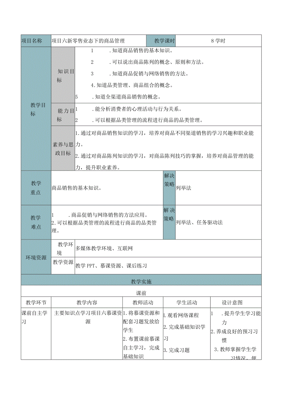 商品学（慕课版）教案-教学设计 项目六 新零售业态下的商品管理.docx_第2页