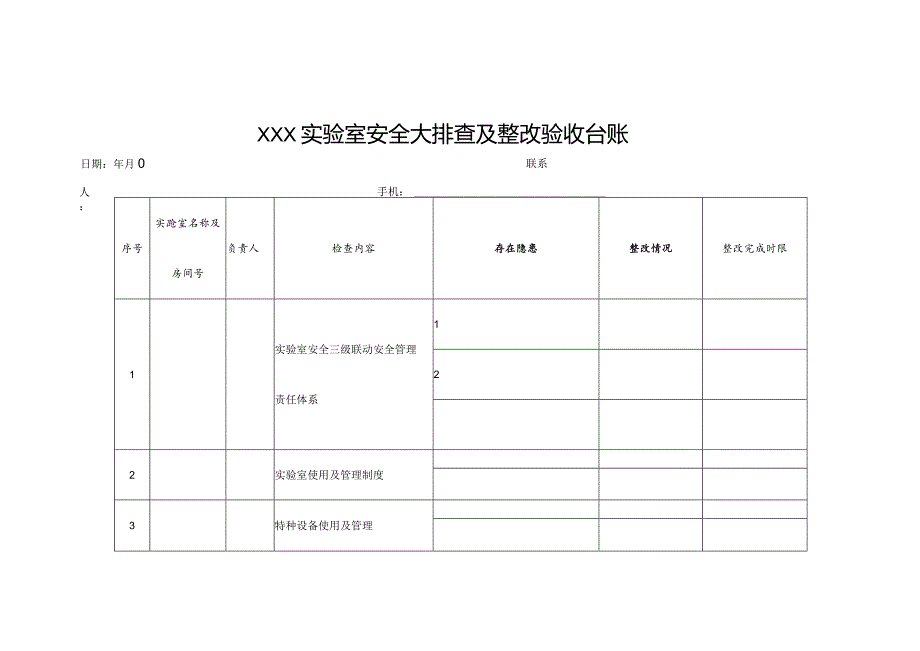 实验室安全大排查及整改验收台账.docx_第1页