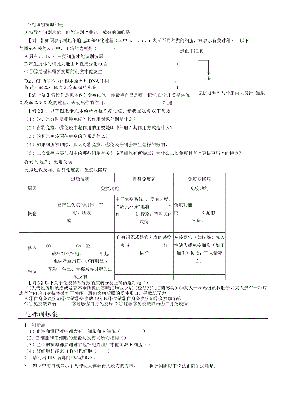 免疫调节一轮复习导学案无答案公开课.docx_第2页