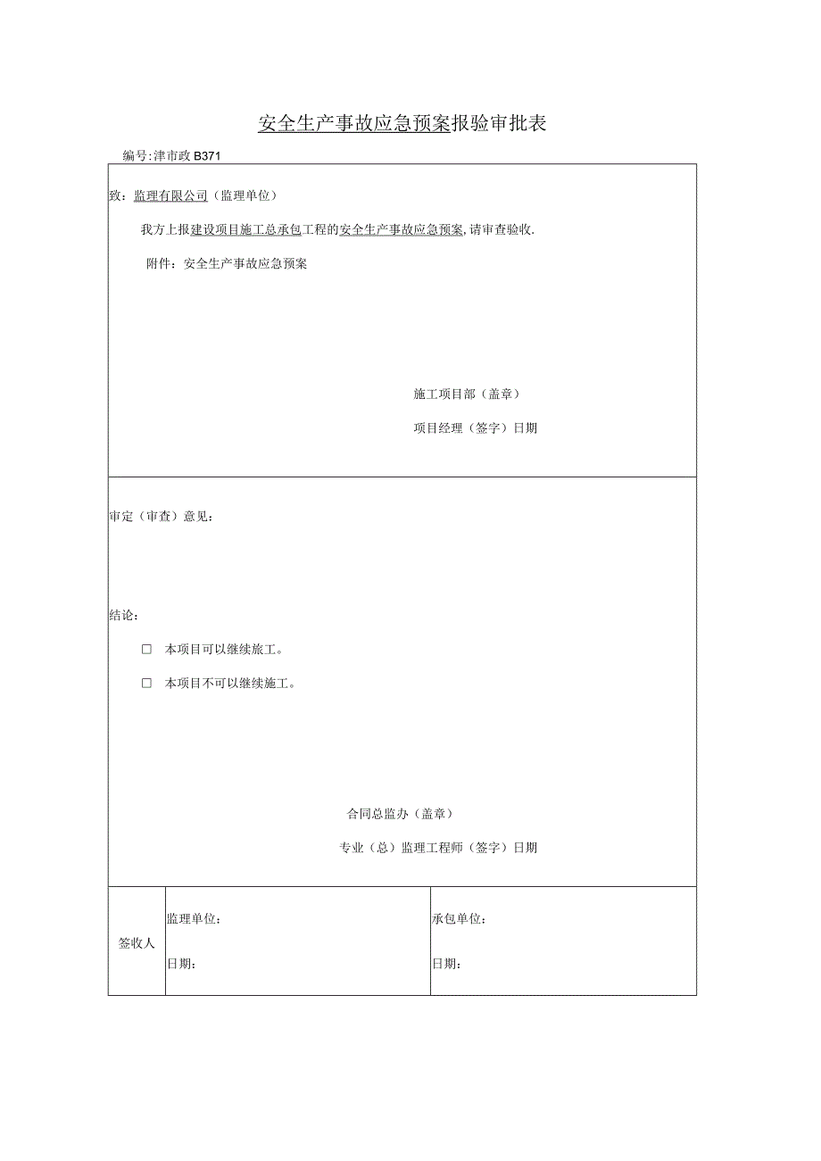 安全生产事故应急预案报验审批表.docx_第1页