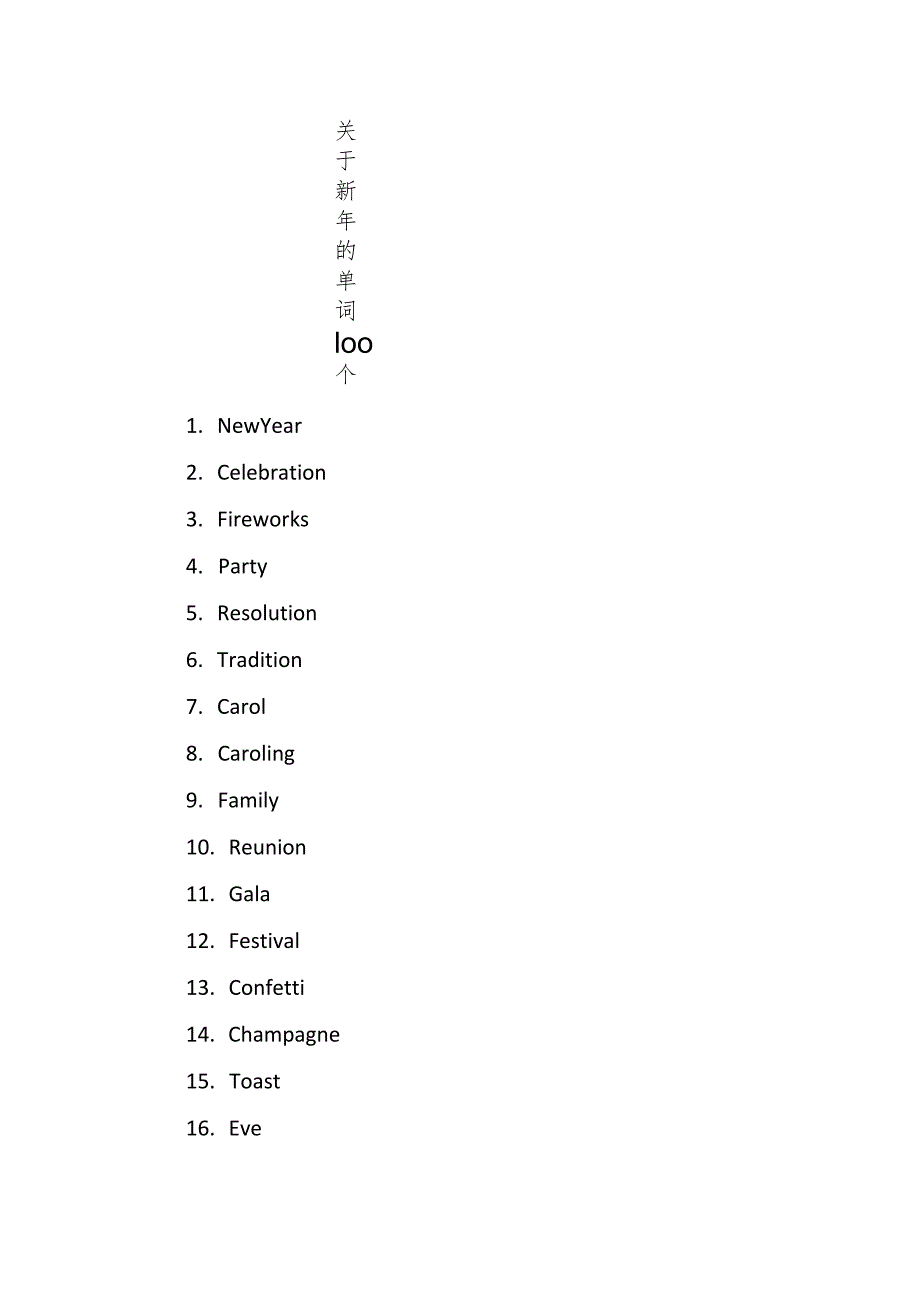 关于新年的单词100个.docx_第1页