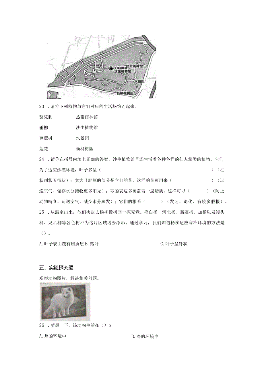 粤教版科学六年级下册15动物对环境的适应练习.docx_第3页