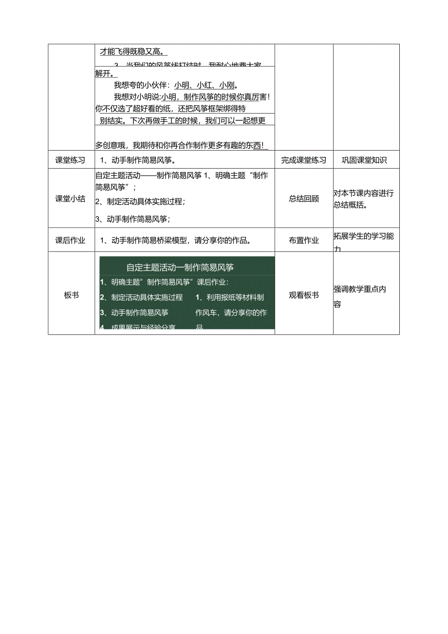 浙科学技术版五年级上册第11课《自定主题活动——制作简易风筝》教案.docx_第3页