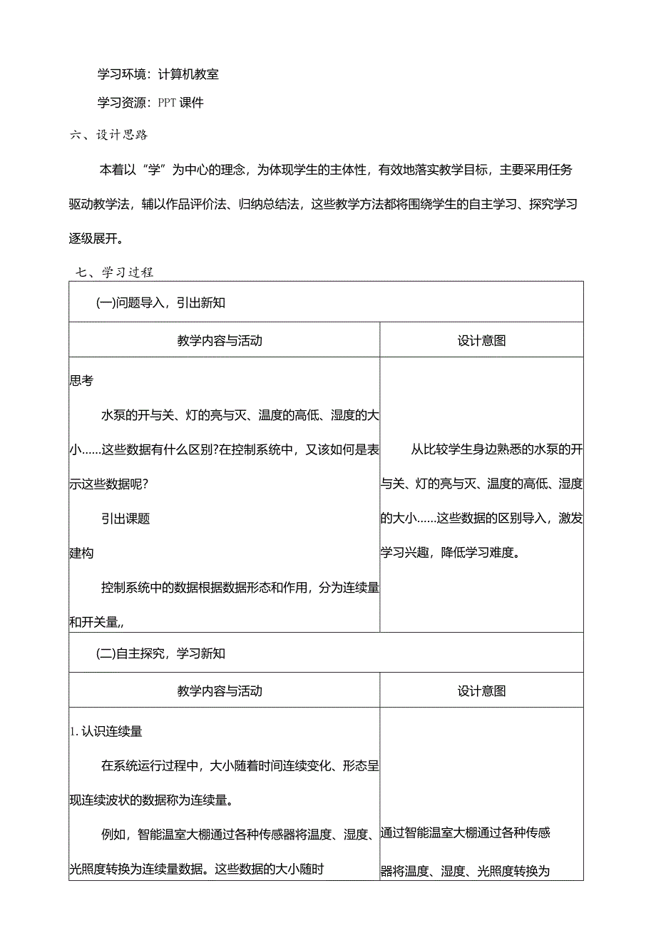 第6课连续量与开关量教案六年级下册信息科技浙教版.docx_第2页