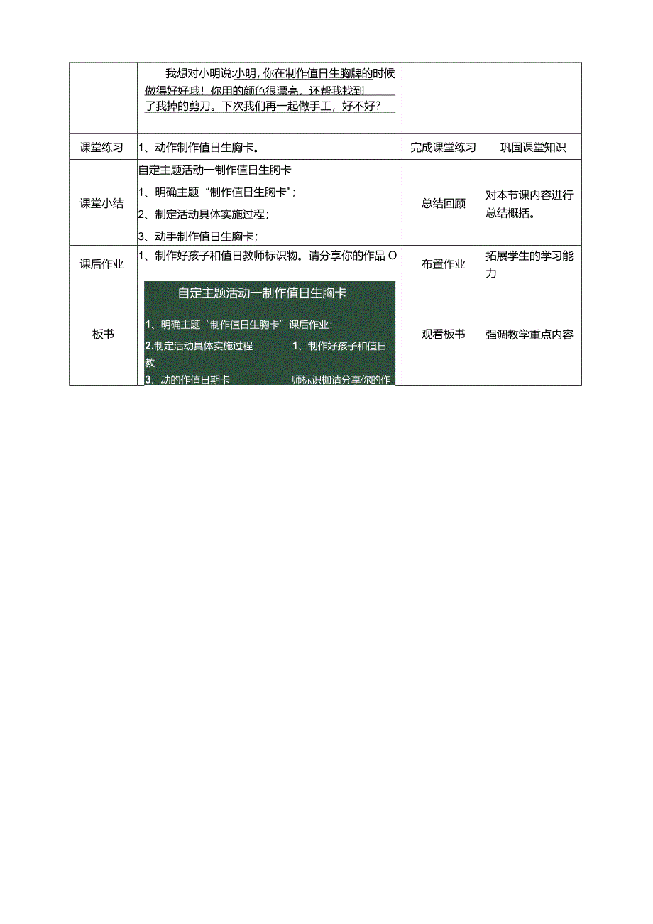 浙科学技术版五年级上册第10课《自定主题活动——制作值日生胸卡》教案.docx_第3页