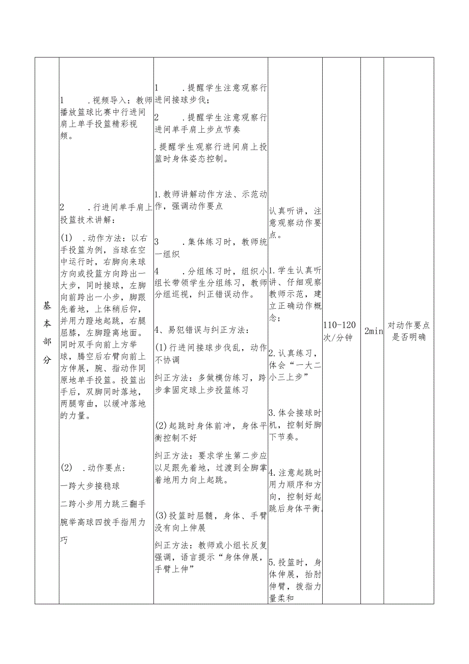 第四章篮球——篮球行进间高手投篮教学设计（表格式）2022-2023学年人教版初中体育与健康七年级全一册.docx_第3页