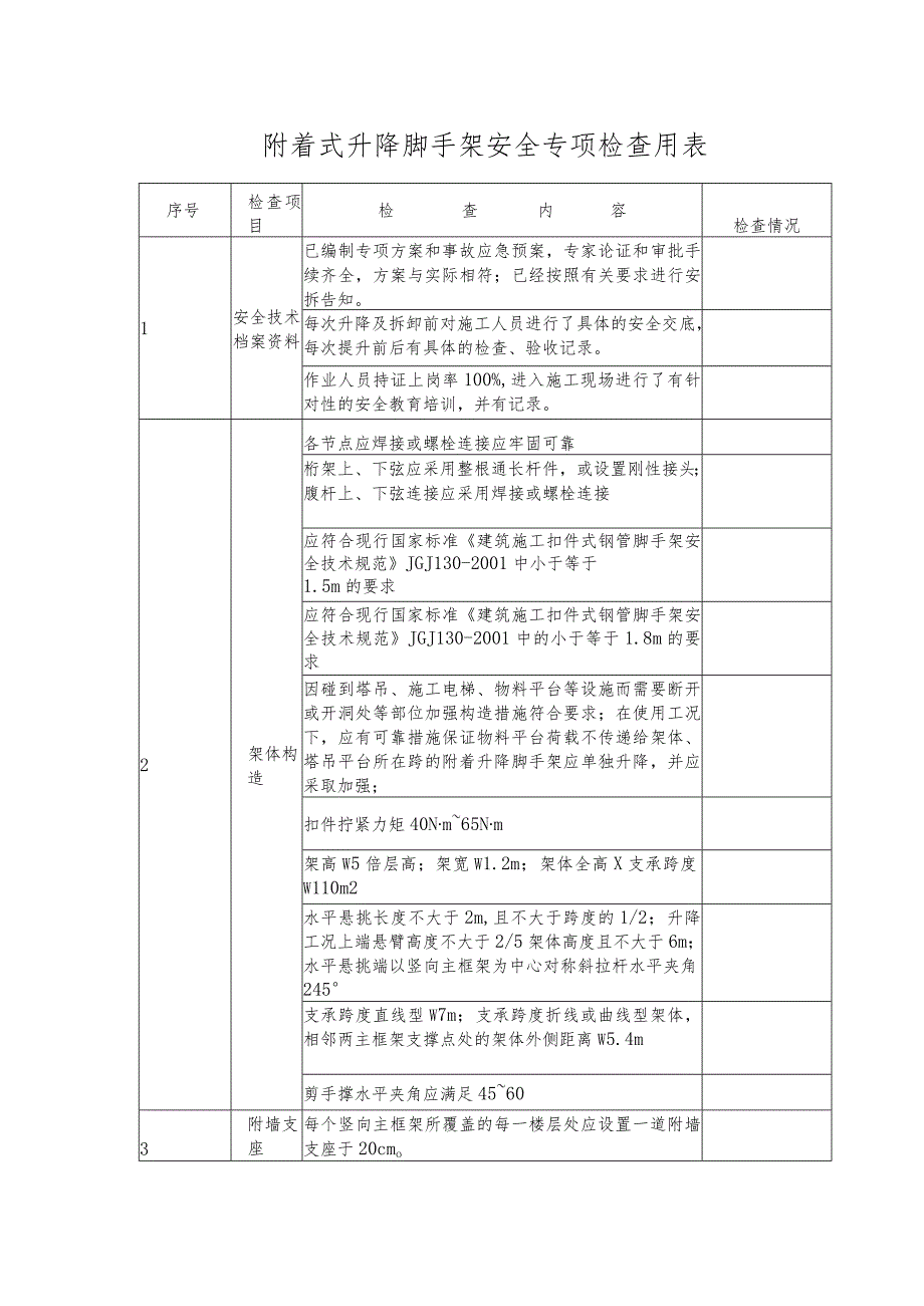 附着式升降脚手架安全专项检查用表.docx_第1页