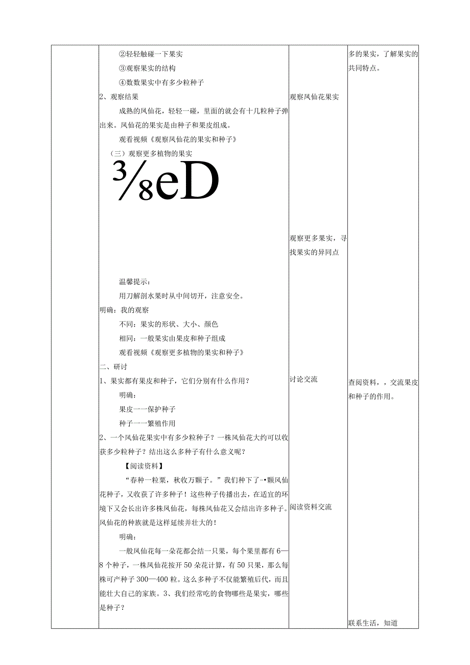 新教科版四年级下册科学1.6《果实和种子》教案（定稿）.docx_第3页