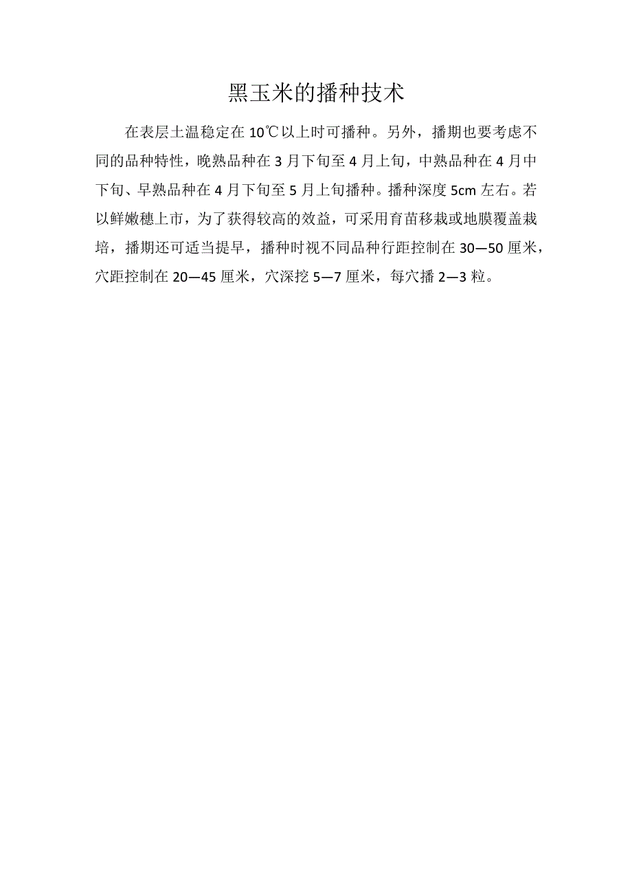 黑玉米的播种技术.docx_第1页