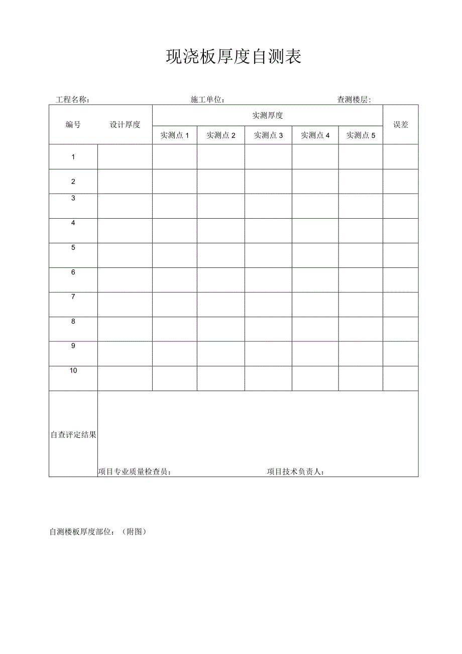 楼板厚度自测表.docx_第1页