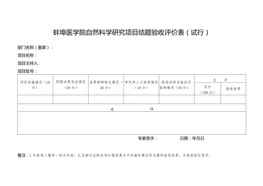 省教育厅自然科学研究重点项目验收评分表.docx_第1页