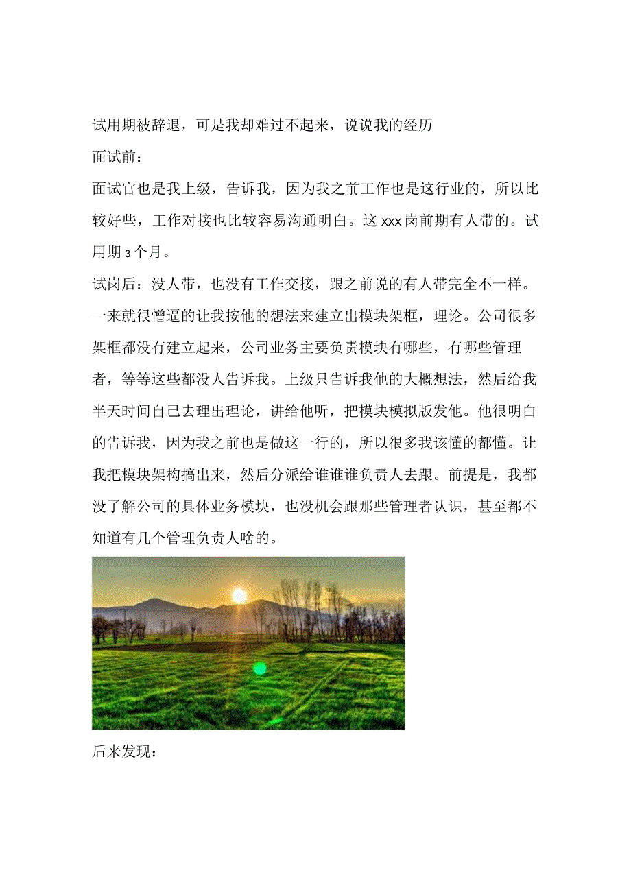 试用期被辞退可是我却难过不起来说说我的经历.docx_第1页