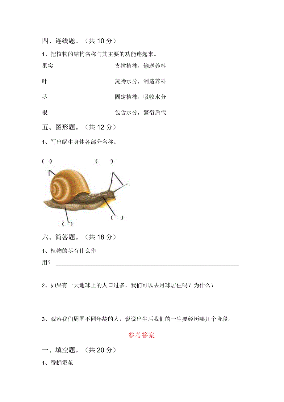 苏教版三年级科学下册期中测试卷(参考答案)64341.docx_第3页