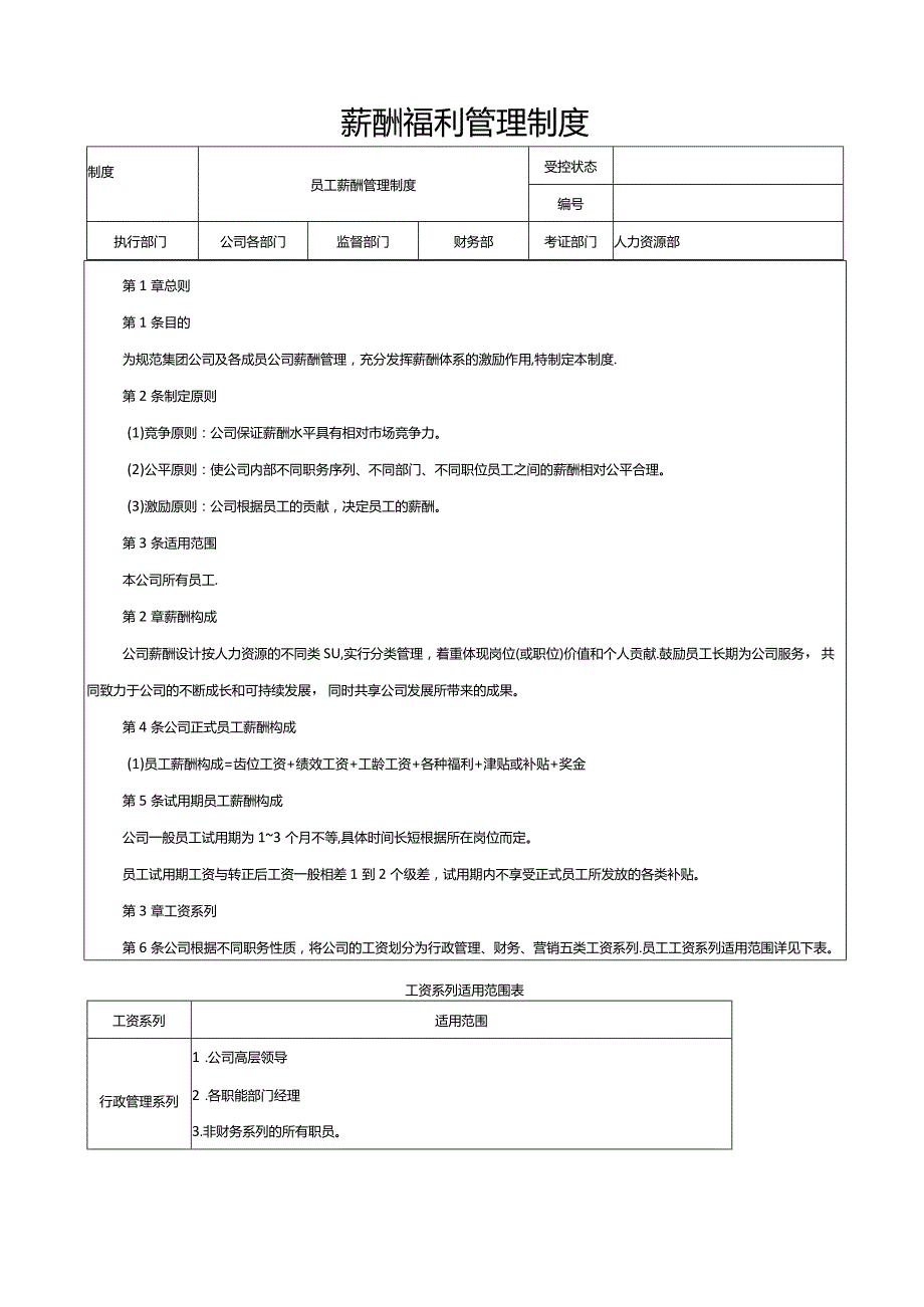 薪酬福利管理制度及奖金管理制度.docx_第1页