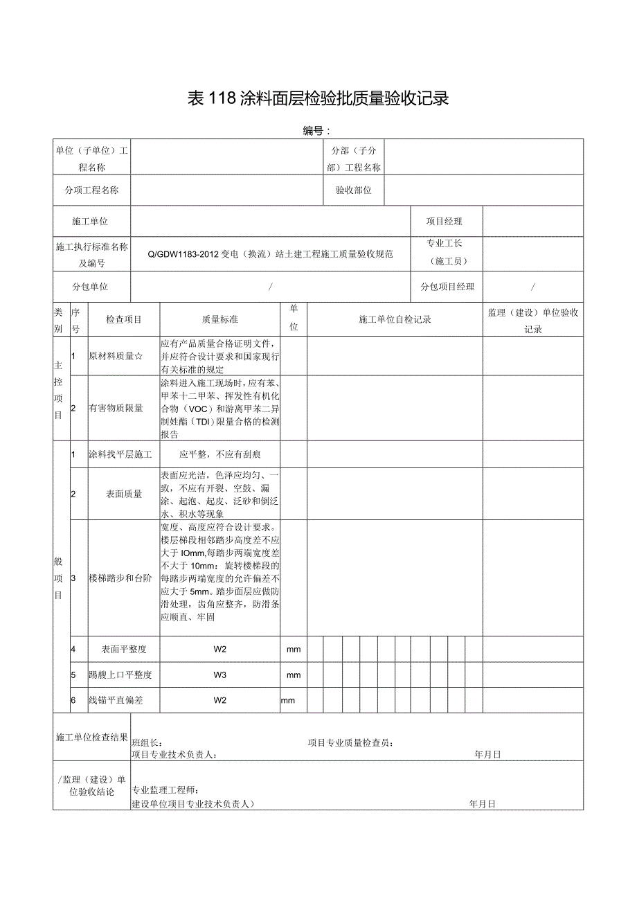 表118涂料面层检验批质量验收记录.docx_第1页