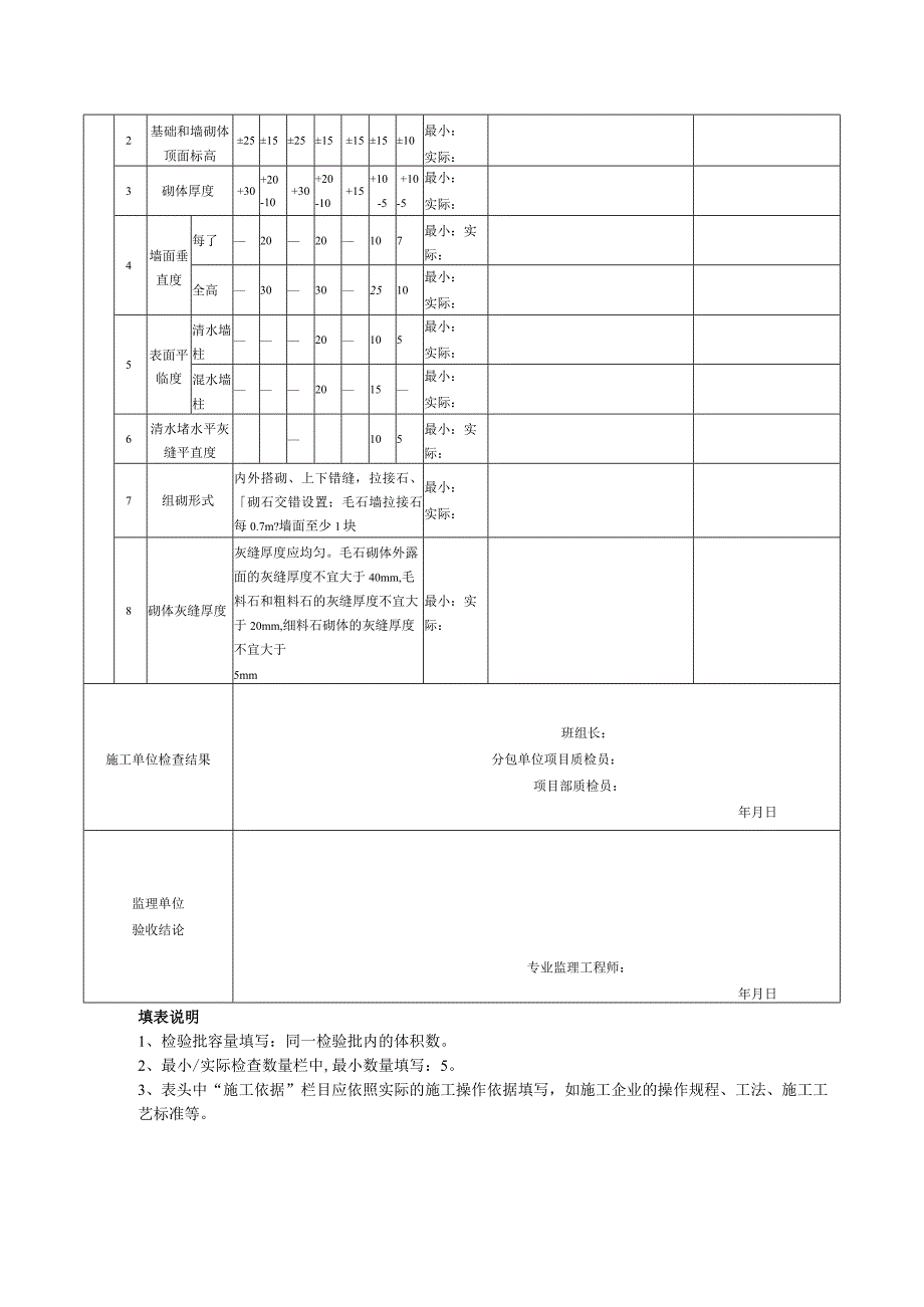 表136石砌体检验批质量验收记录.docx_第2页