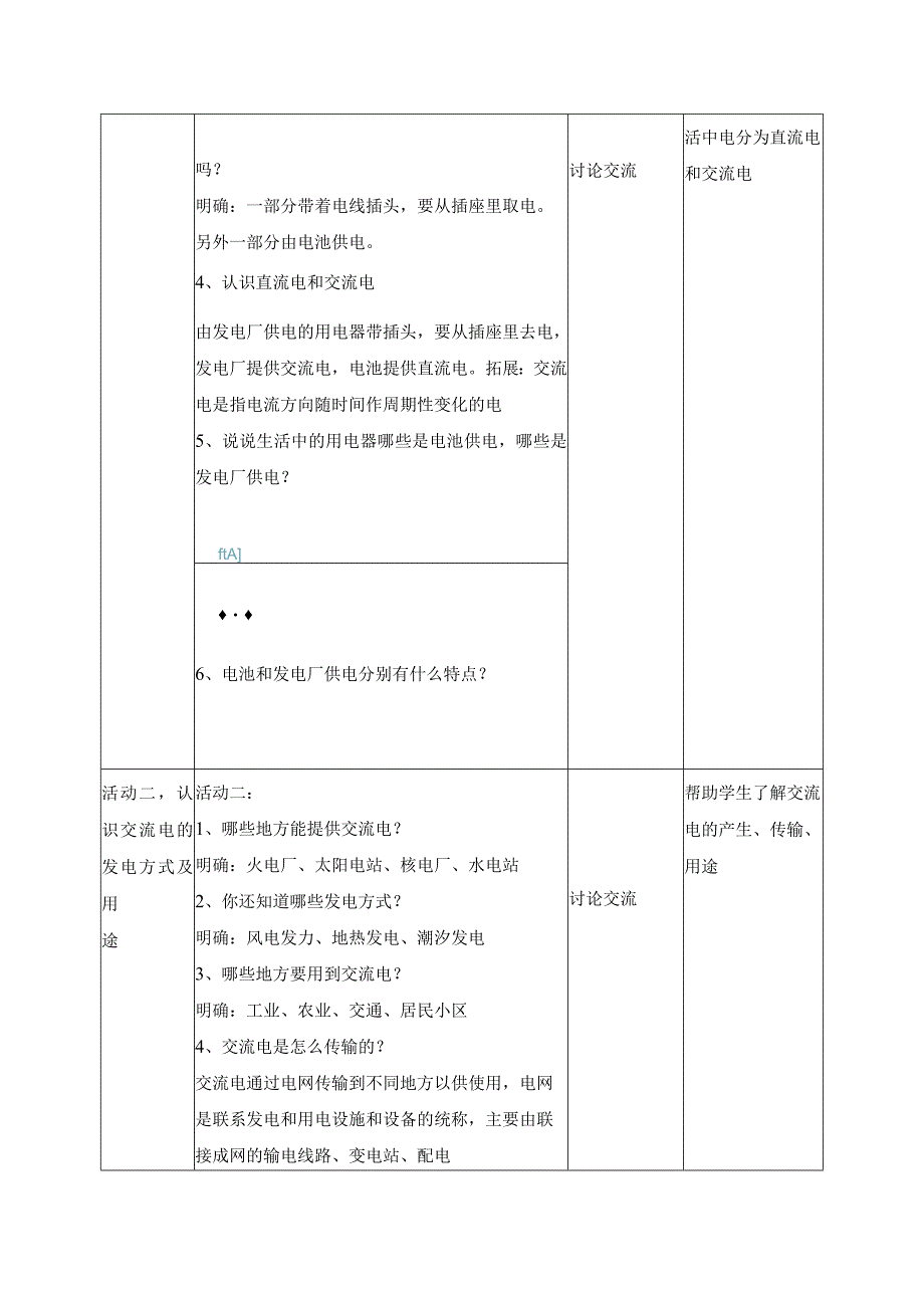 科学苏教版四年级上册15《生活中的电》教学设计（表格式）.docx_第2页