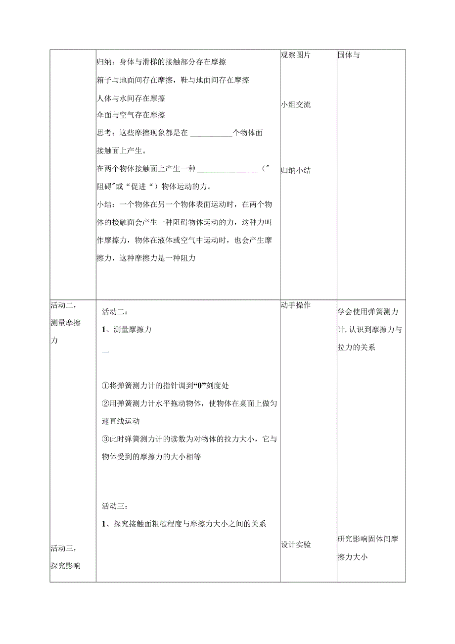 科学苏教版四年级上册10《摩擦力》教学设计（表格式）.docx_第2页