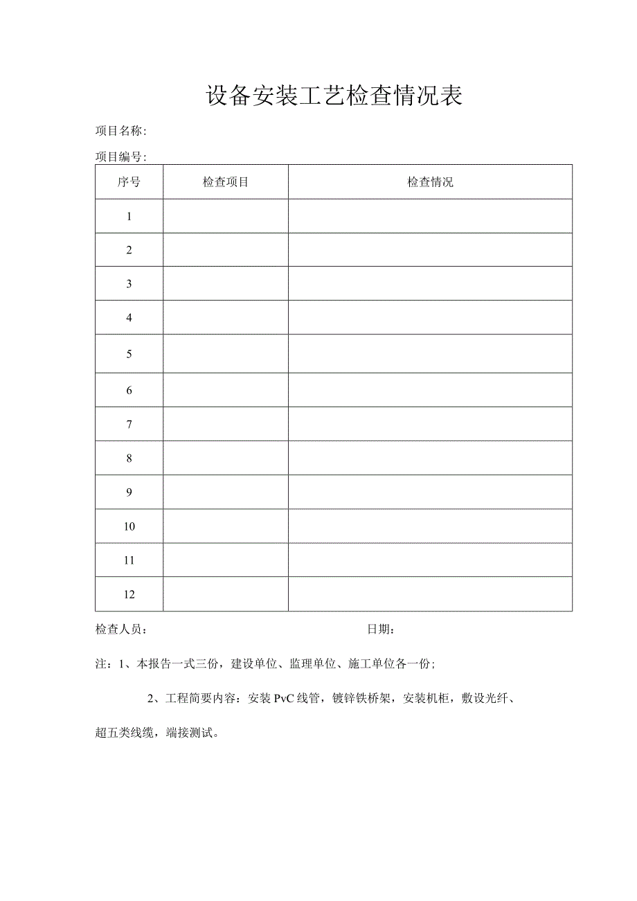 设备安装工艺检查情况表.docx_第1页