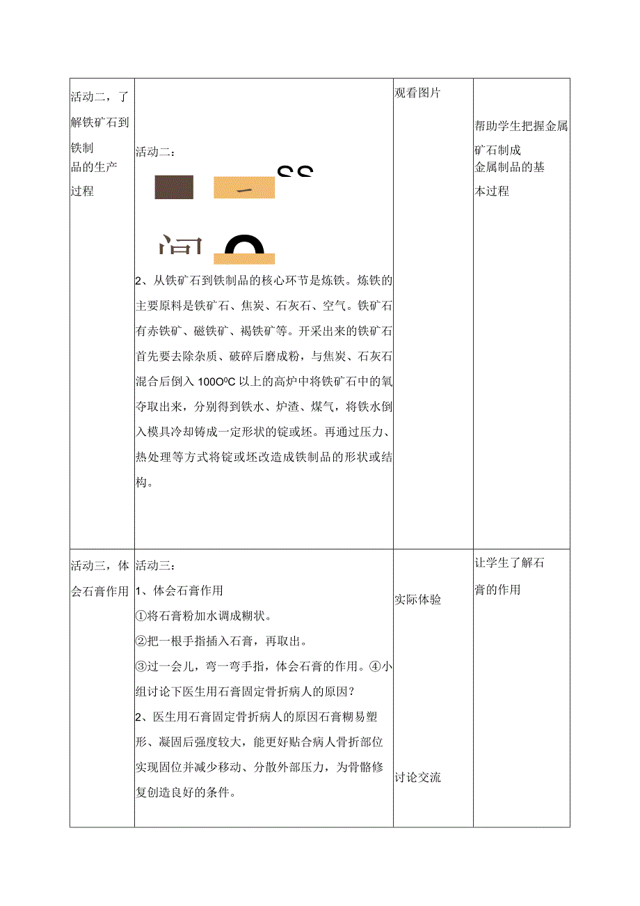 科学苏教版四年级上册18《矿物与我们的生活》教学设计（表格式）.docx_第2页