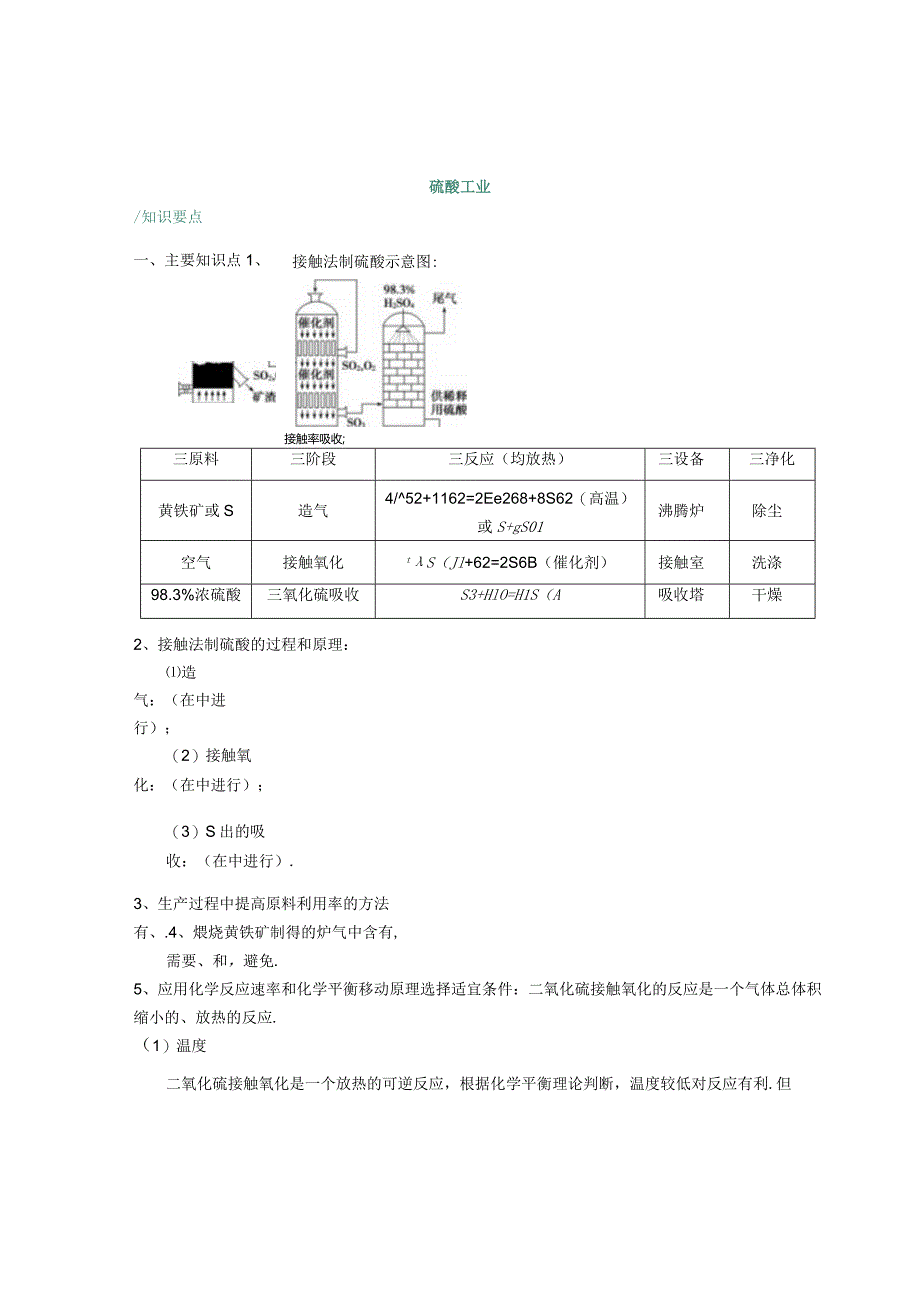 硫酸工业【知识点例题练习】.docx_第1页