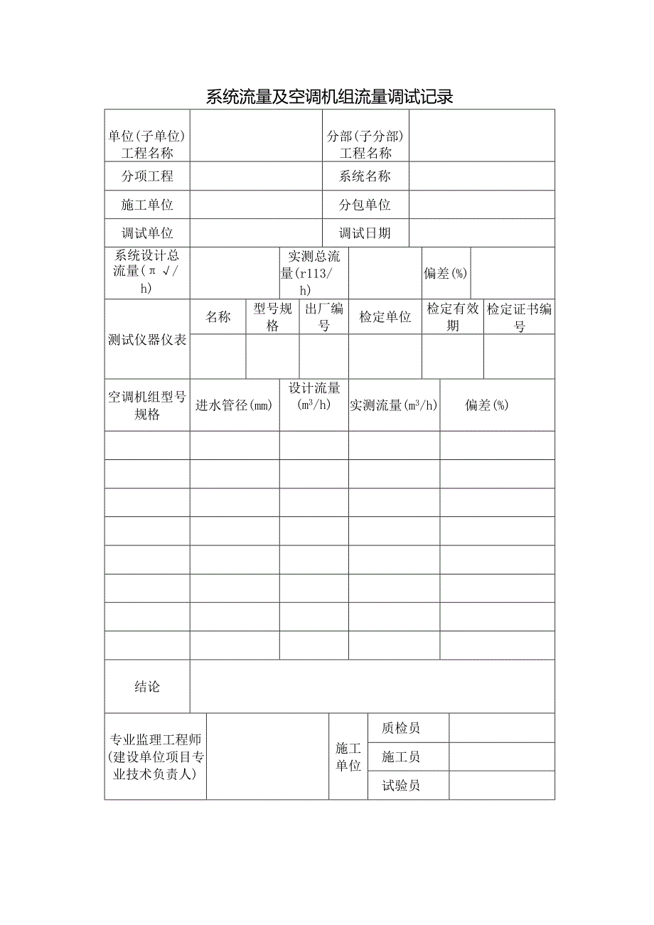 系统流量及空调机组流量调试记录.docx_第1页