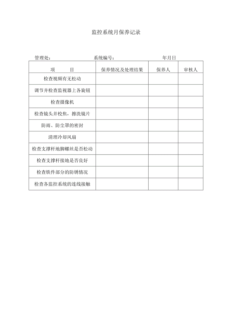 监控系统月保养记录.docx_第1页