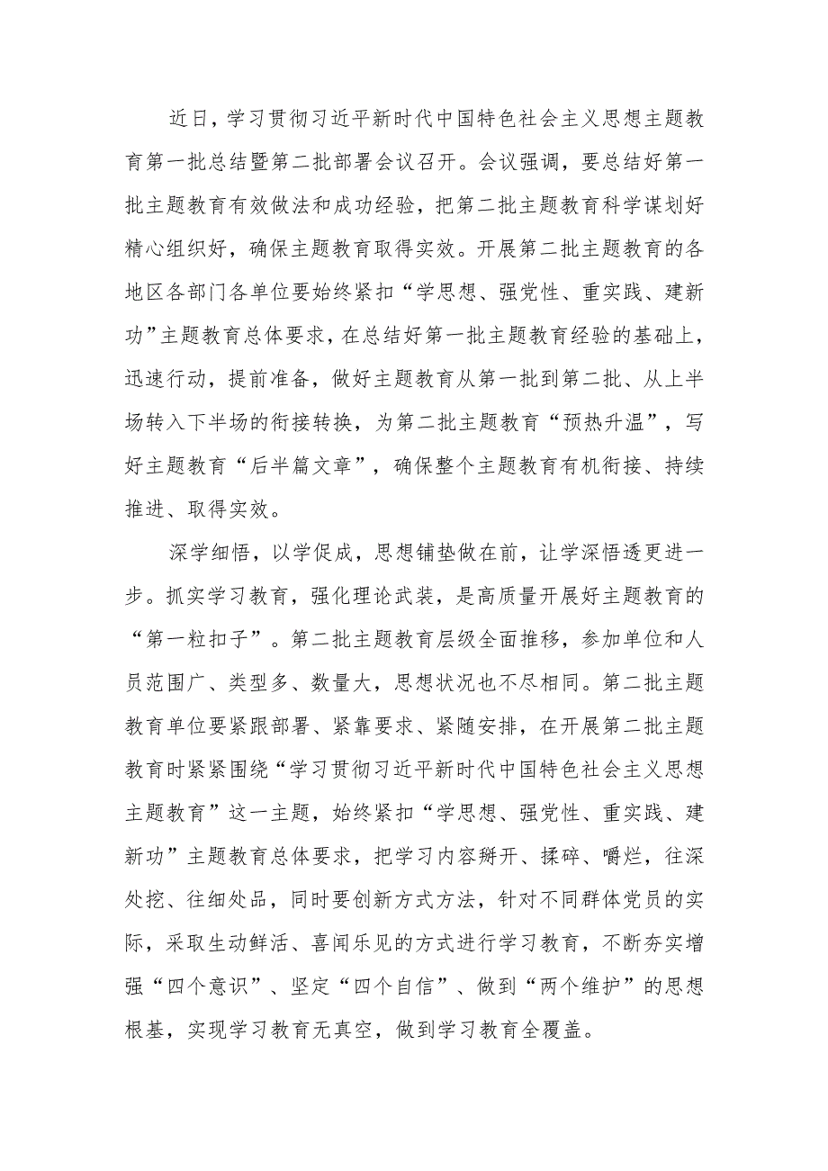 第二批研讨发言：承前启后写好主题教育“后半篇文章”范文两篇.docx_第1页