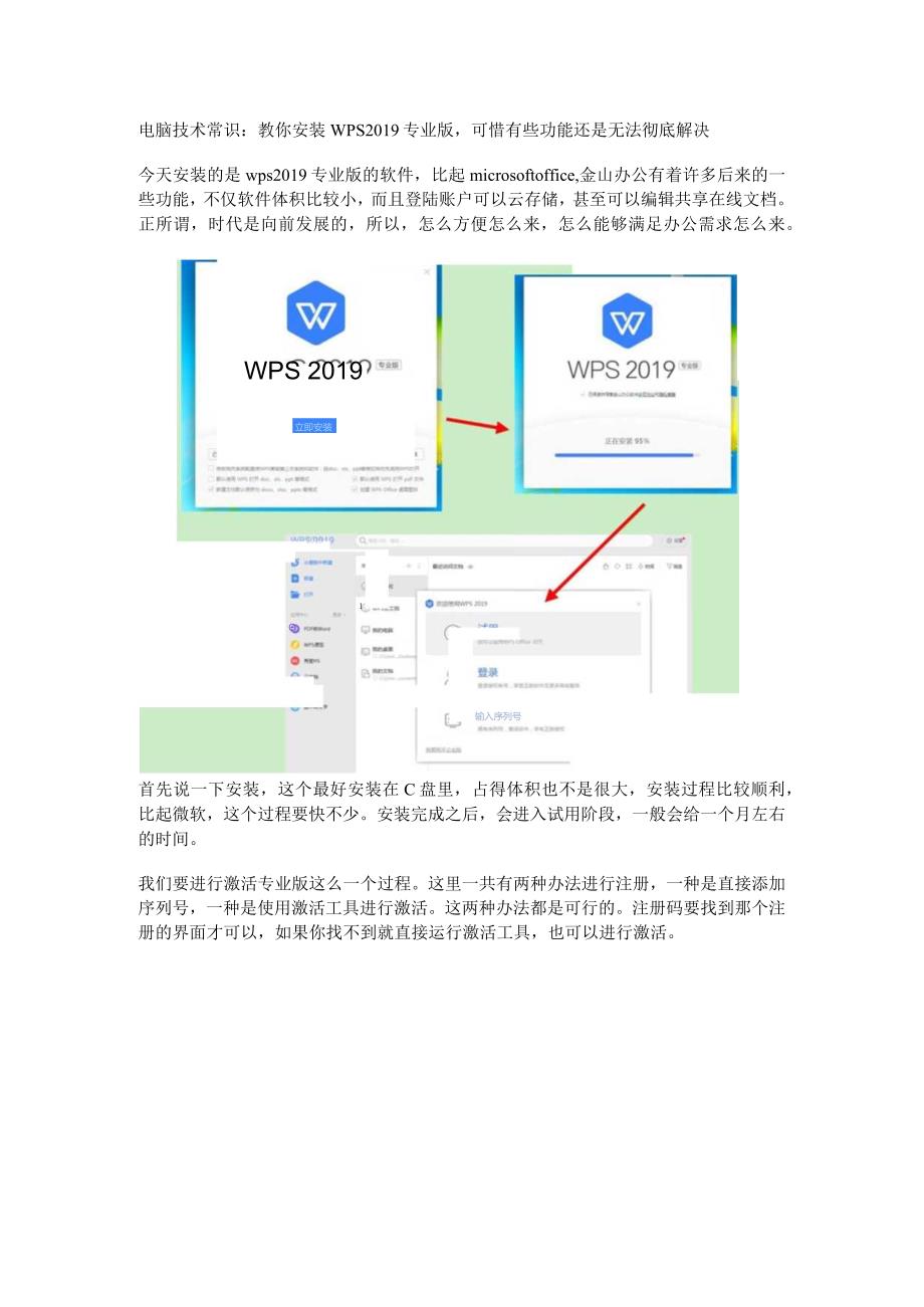 电脑技术常识：教你安装WPS2019专业版可惜有些功能还是无法彻底解决.docx_第1页
