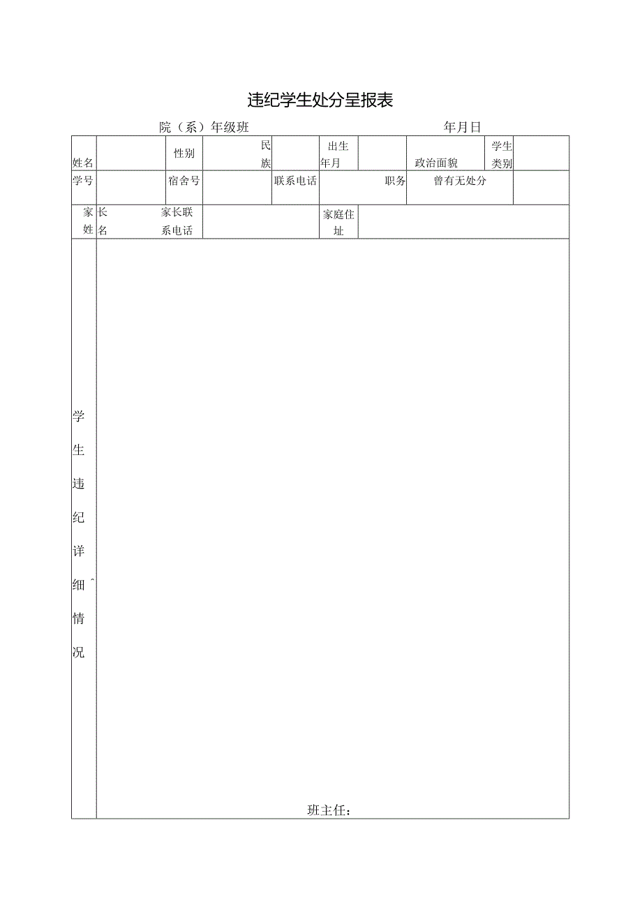 违纪学生处分呈报表.docx_第1页