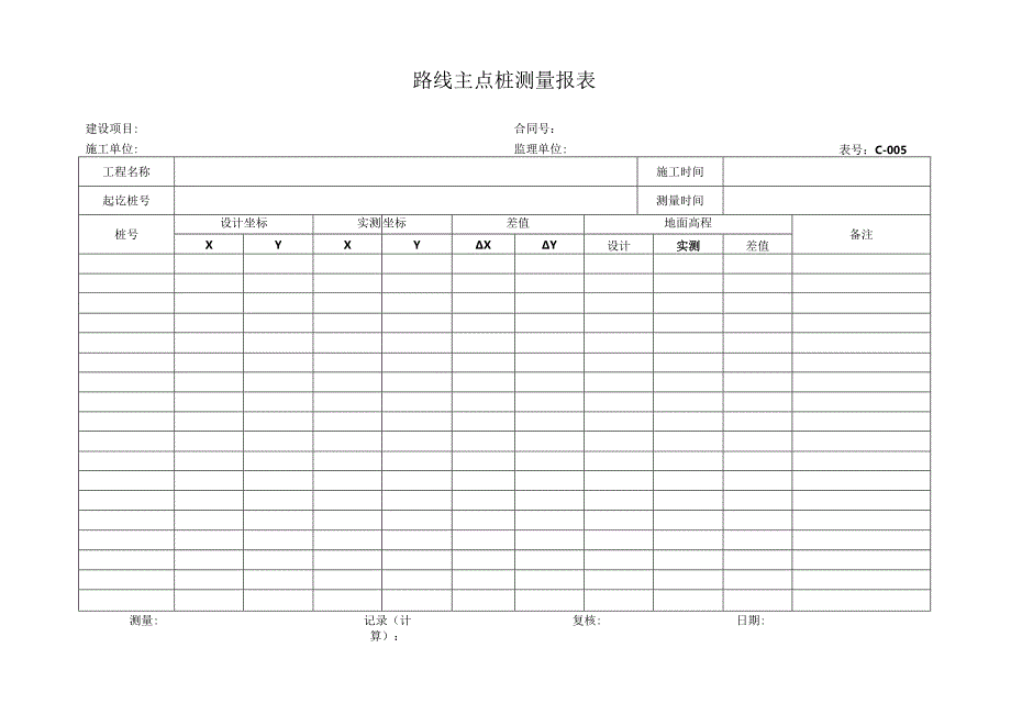 高速（公路）路线主点桩测量报表.docx_第1页