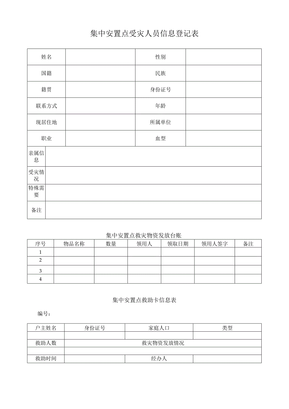 集中安置点受灾人员信息登记表.docx_第1页