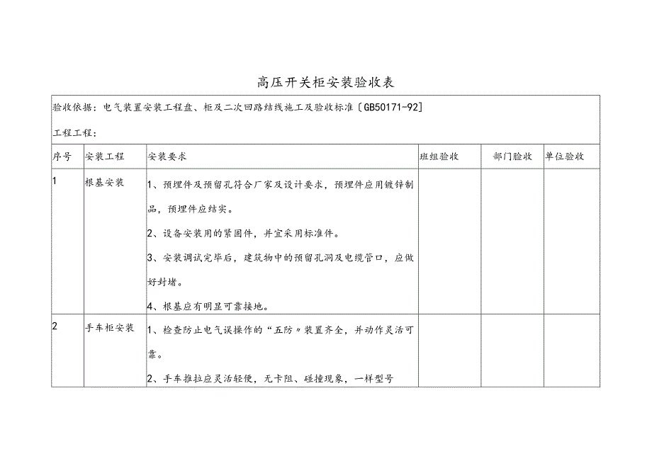 高压开关柜施工和验收规范方案.docx_第1页