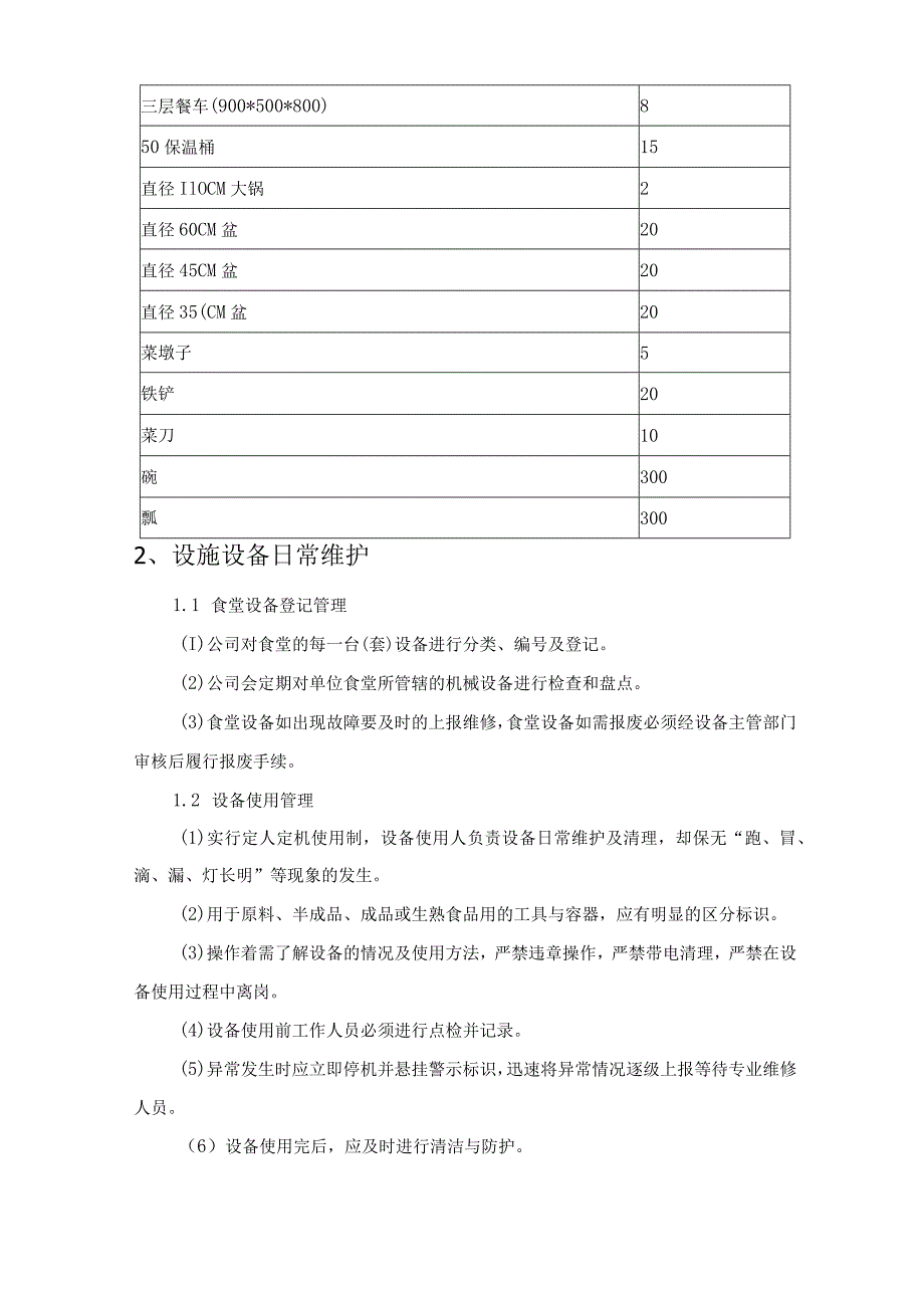 食堂运营管理服务工器具、设备、食材配备情况技术投标方案.docx_第2页