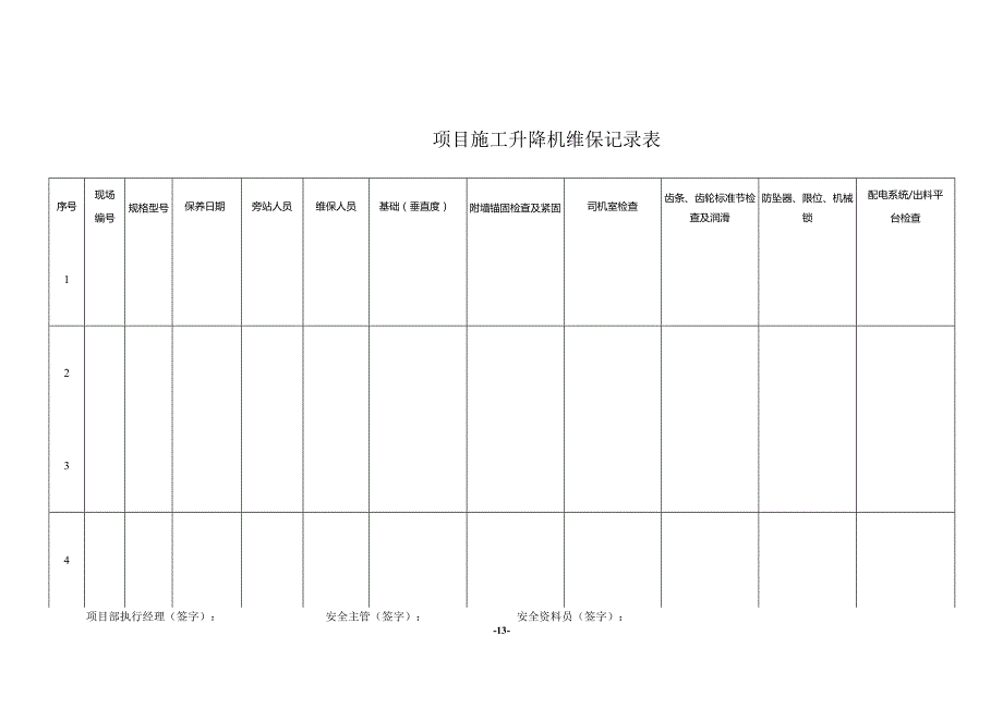 项目施工升降机维保记录表.docx_第1页