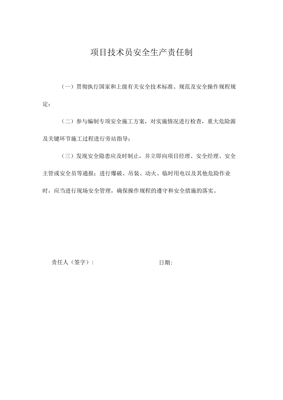 项目技术员安全生产责任制.docx_第1页