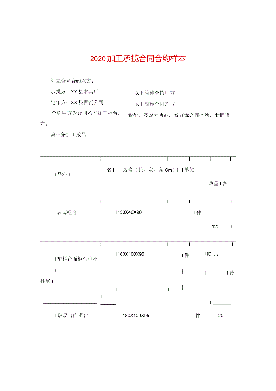 2024加工承揽合同合约样本.docx_第1页