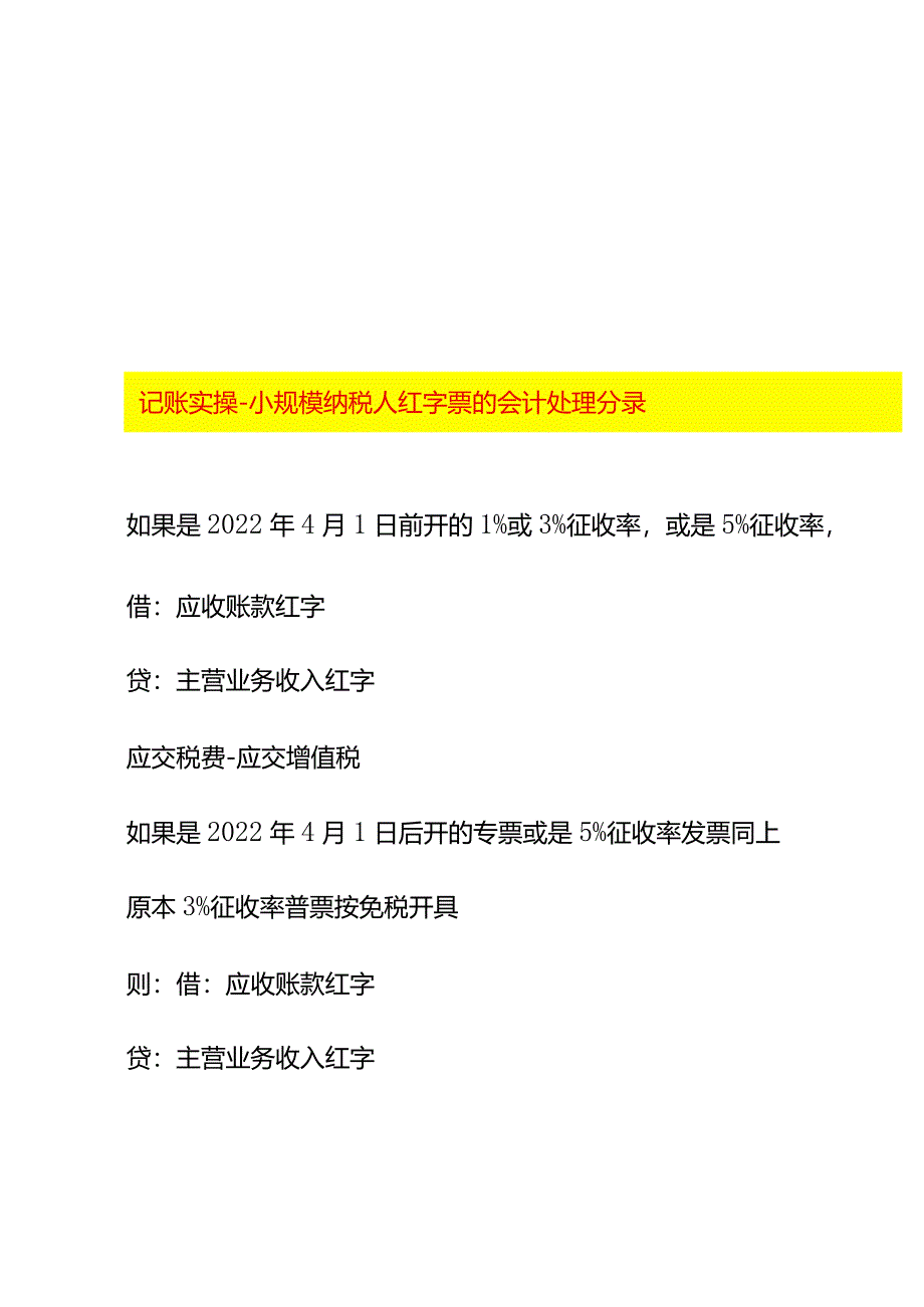 记账实操-小规模纳税人红字票的会计处理分录.docx_第1页