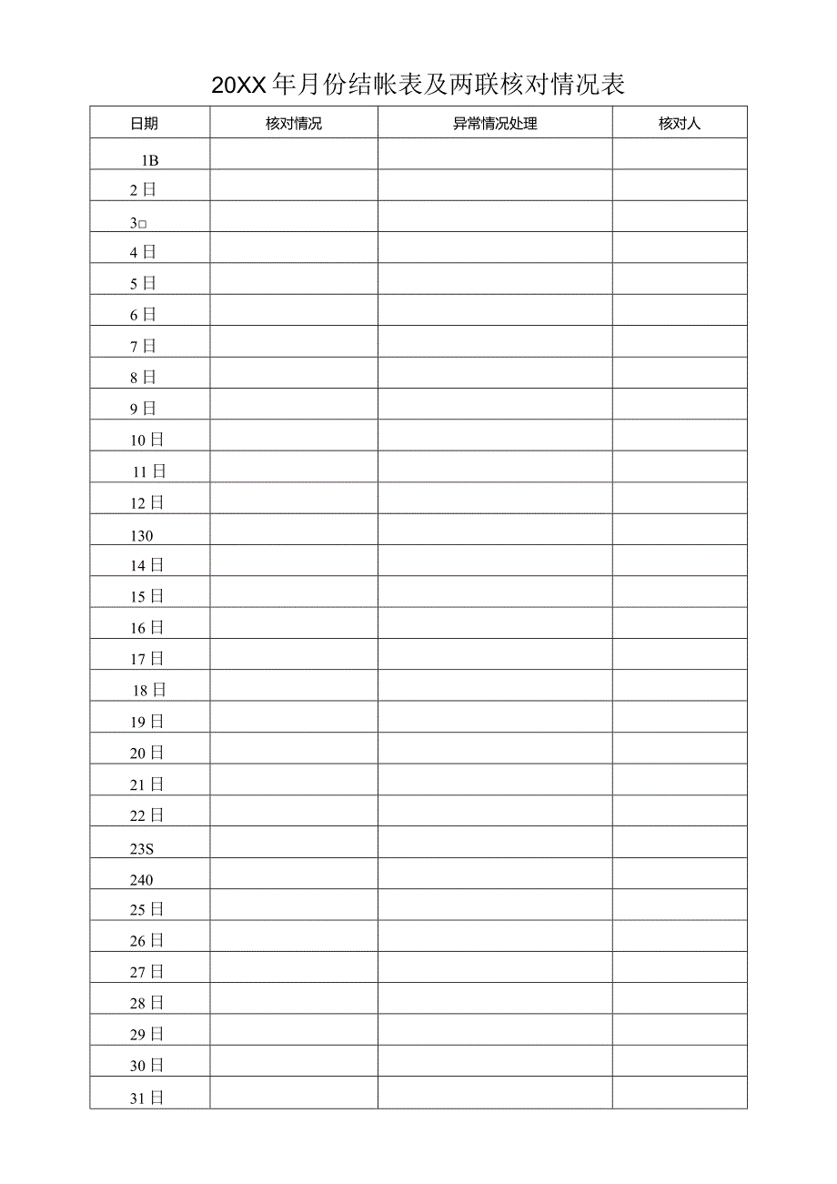 结帐表及两联核对情况表.docx_第1页