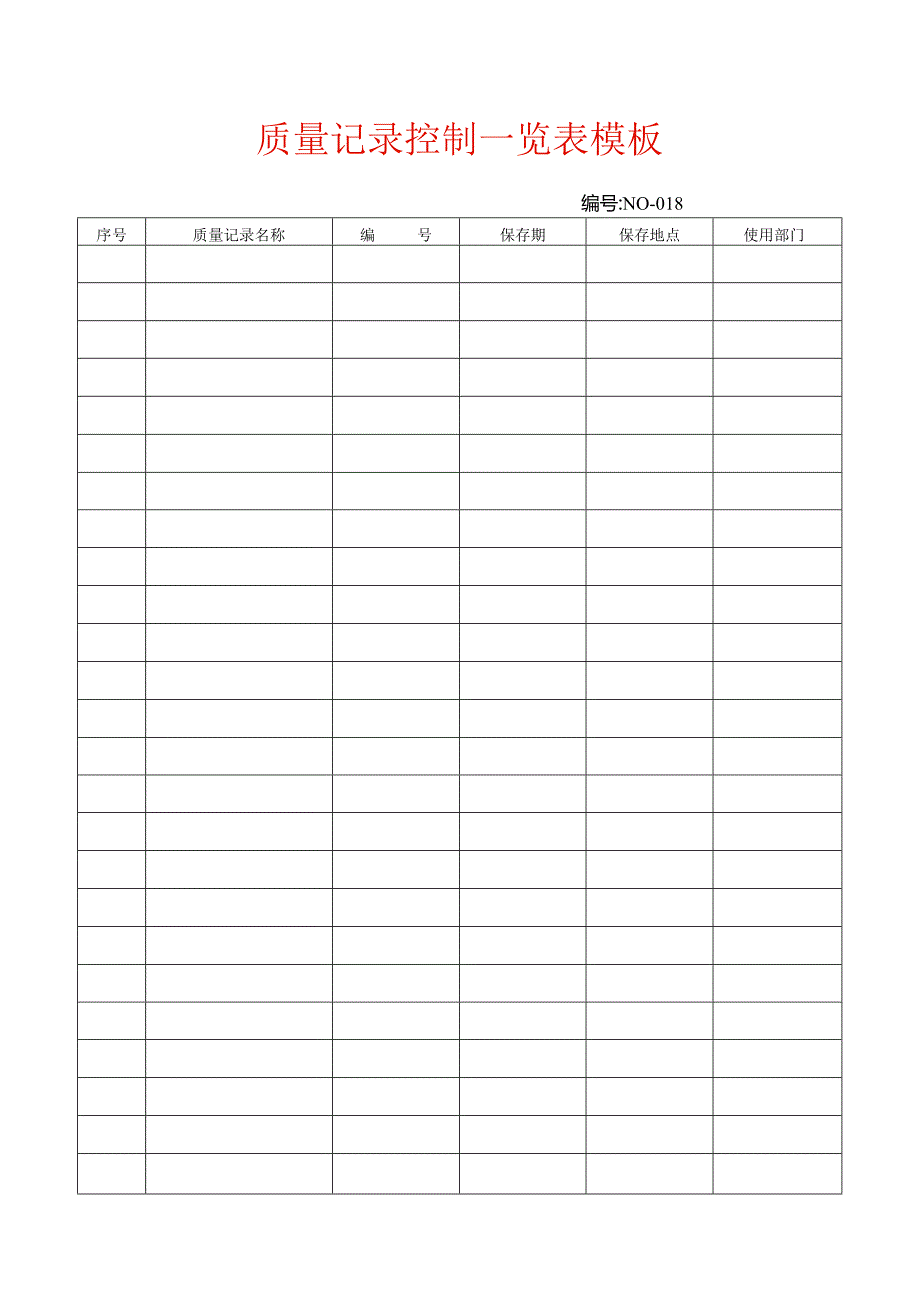 质量记录控制一览表模板.docx_第1页