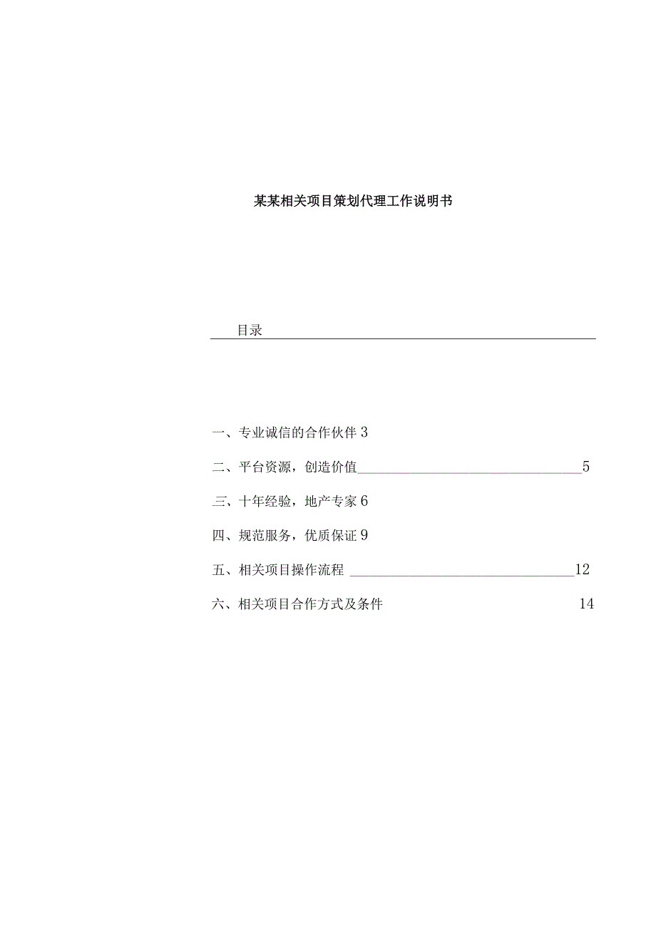 XX项目策划代理工作说明书doc10.docx_第1页