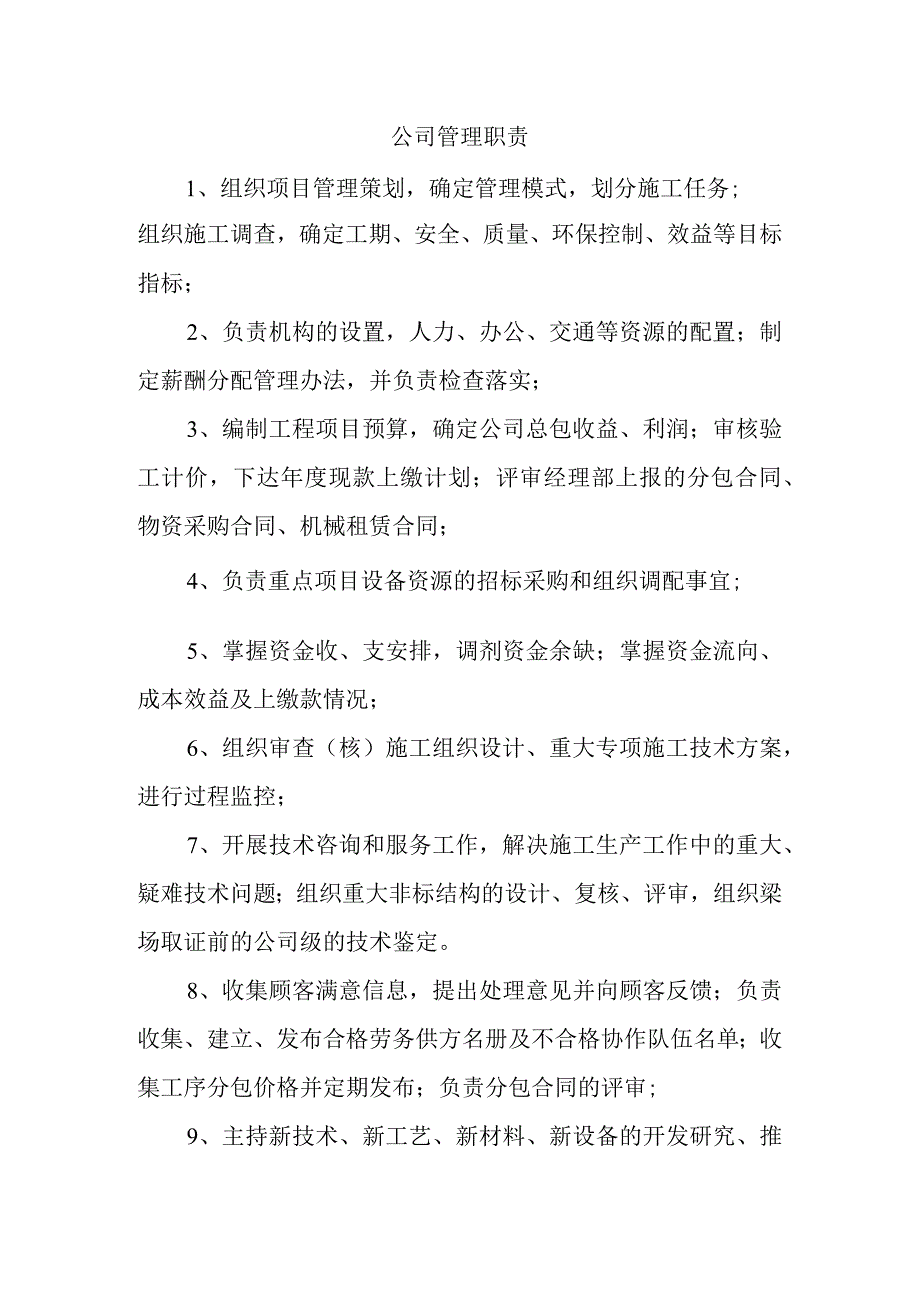 公司管理职责.docx_第1页